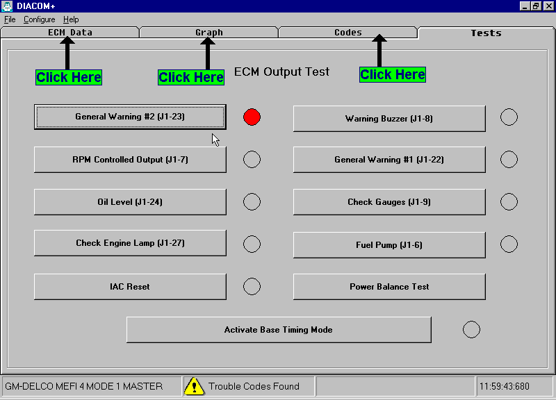 Output Test Screen